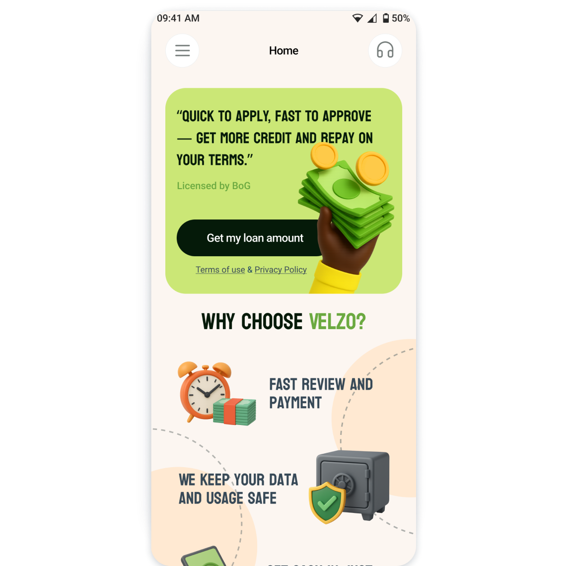 Velzo App Mockup